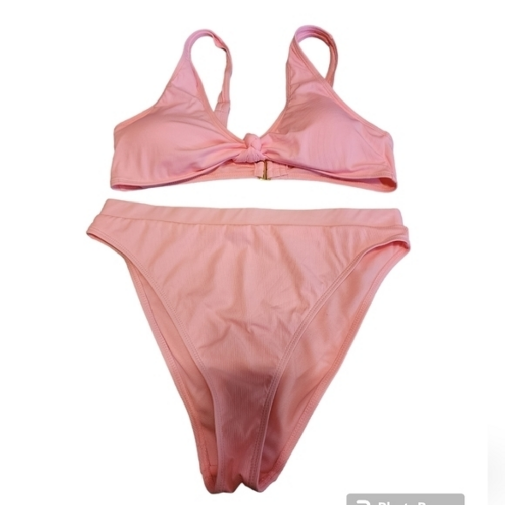 Women’s Pink Two-Piece Knot Front Bikini Set